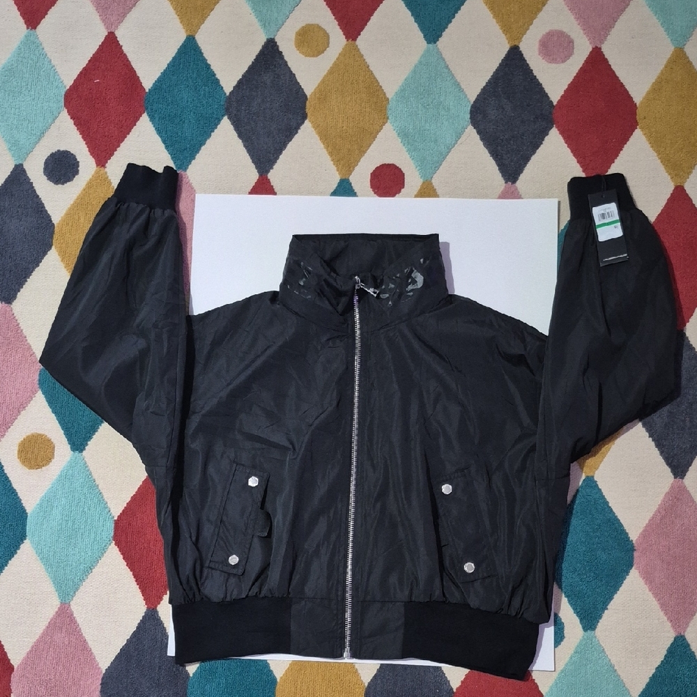 Karl Lagerfeld Paris Logo-print Cropped Bomber Jacket